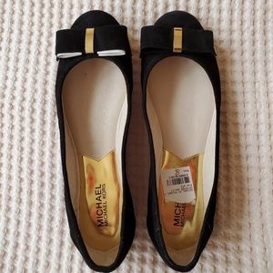 Michael Kors Delphine black suede bow ballet flats